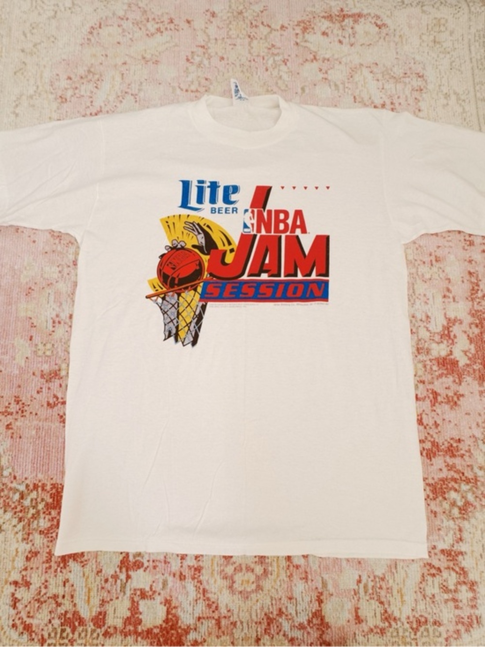 JerZees, Men’s Vintage Lite Beer x NBA Jam Session White Graphic Tee